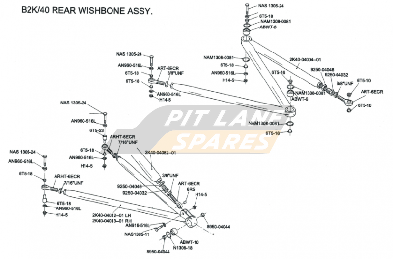 B2K 40 REAR WISHBONE ASSEMBLY Diagram